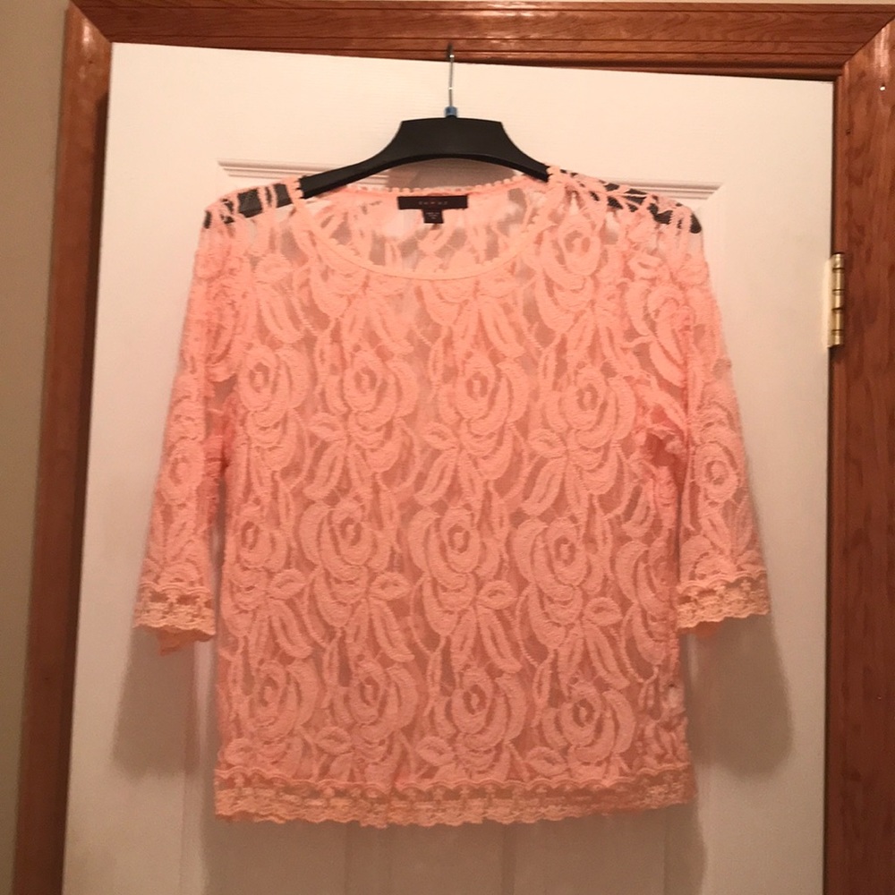 sheer pink lace top